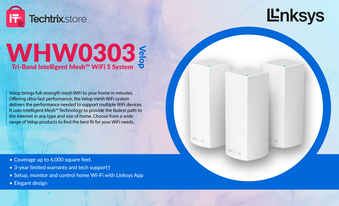 Title: Unleash Seamless Connectivity with Linksys WHW0303B-ME Tri-Band Intelligent Mesh™ WiFi 5 System 3-Pack (Black) Introduction: In the ever-evolving landscape of smart homes and businesses, a reliable and high-performance WiFi system is paramount. The Linksys WHW0303B-ME Tri-Band Intelligent Mesh™ WiFi 5 System, available in a sleek black design, stands out as a beacon of seamless connectivity. As the leading Linksys distributor in Pakistan, Karachi, and Lahore, we are proud to bring you this state-of-the-art WiFi solution that promises to elevate your networking experience. The Power of Intelligent Mesh™ Technology: Linksys has consistently pushed the boundaries of innovation, and the WHW0303B-ME is no exception. With Tri-Band Intelligent Mesh™ technology, this WiFi system intelligently manages your network to ensure optimal performance across multiple devices. Whether you're streaming, gaming, or working, the system dynamically adapts to your needs, providing a lag-free and uninterrupted connection. Effortless Expansion and Coverage: As a trusted Linksys distributor in Pakistan, we understand the importance of expansive coverage. The WHW0303B-ME comes in a 3-pack, allowing you to create a mesh network that blankets your entire home or office with a robust WiFi signal. No more dead zones – just a seamless connection from one corner to another. Easy Setup with the Linksys App: Setting up your WiFi system has never been more straightforward. The Linksys app guides you through the installation process, ensuring that you get your network up and running in a matter of minutes. Monitor your network, manage connected devices, and customize settings all from the palm of your hand. Linksys Distributor in Pakistan, Karachi, and Lahore: As the premier Linksys distributor in Pakistan, we take pride in delivering cutting-edge networking solutions to our customers. Whether you are in Karachi, Lahore, or anywhere in Pakistan, we ensure prompt and reliable service. The Linksys WHW0303B-ME is a testament to our commitment to providing you with the latest and greatest in technology. ==== Unparalleled Performance and Speed: Equipped with the latest WiFi 5 technology, the WHW0303B-ME delivers unmatched speed and performance. Experience lag-free 4K streaming, smooth online gaming, and lightning-fast downloads. With MU-MIMO technology, multiple devices can connect simultaneously without sacrificing speed or reliability. Conclusion: In a world where connectivity is king, the Linksys WHW0303B-ME Tri-Band Intelligent Mesh™ WiFi 5 System stands tall as a beacon of excellence. As your go-to Linksys distributor in Pakistan, Karachi, and Lahore, we invite you to embrace the future of networking with this exceptional WiFi solution. Say goodbye to dead zones and hello to seamless connectivity – your digital world just got a whole lot smarter.