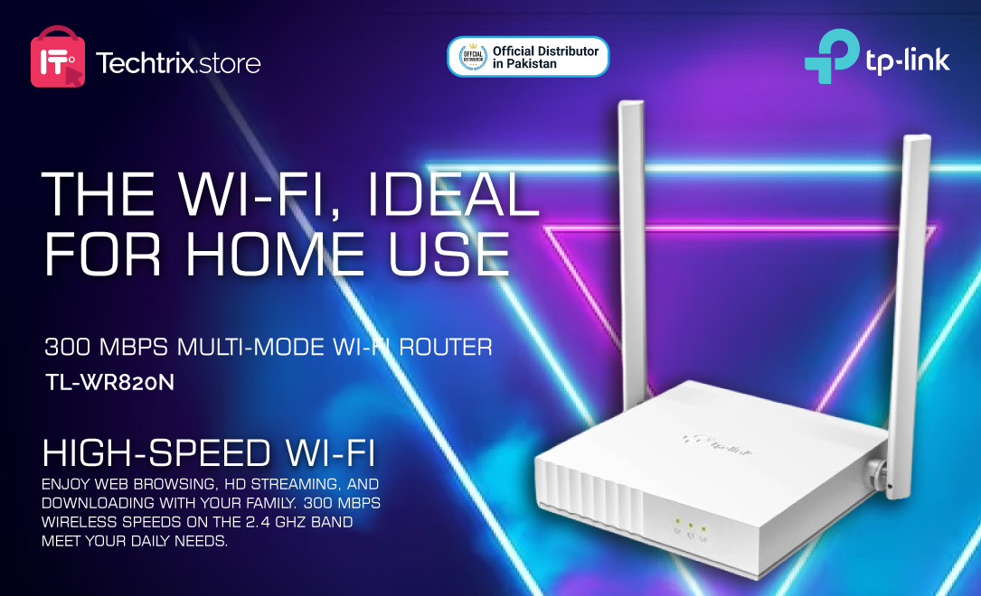 Installation Guide for TP-Link TL-WR820N N300 Wi-Fi Router Are you looking to set up your TP-Link TL-WR820N N300 Wi-Fi Router for seamless internet connectivity? Follow this comprehensive installation guide to ensure a smooth and optimized setup process. Step 1: Unboxing and Initial Setup 1.1. Unbox your TP-Link TL-WR820N N300 Wi-Fi Router carefully, ensuring all accessories are included: router, power adapter, and Ethernet cable. 1.2. Place the router in a central location, preferably elevated, for better signal distribution. 1.3. Connect the power adapter to the router and plug it into a power outlet. Step 2: Connecting to Your Modem 2.1. Use the provided Ethernet cable to connect your modem to the "WAN" port (usually marked in blue) on the router. 2.2. Power on your modem and wait for it to initialize. Step 3: Accessing the Router Interface 3.1. Connect your computer or mobile device to the router via Wi-Fi or Ethernet cable. 3.2. Open a web browser and enter "http://192.168.0.1" or "http://tplinkwifi.net" in the address bar. Press Enter. 3.3. You will be prompted to enter a username and password. By default, the username and password are both "admin" (without quotes). Step 4: Quick Setup 4.1. Once logged in, follow the Quick Setup Wizard. 4.2. Select your region and time zone. 4.3. Choose your internet connection type (DHCP, Static IP, PPPoE). 4.4. If required, enter the necessary information provided by your Internet Service Provider (ISP). 4.5. Click "Next" to apply the settings. Step 5: Wireless Settings Configuration 5.1. Navigate to the Wireless Settings section. 5.2. Set up your Wi-Fi network name (SSID) and password. Ensure you choose a strong password to secure your network. 5.3. Optionally, enable WPA/WPA2 encryption for enhanced security. 5.4. Click "Save" or "Apply" to confirm the changes. Step 6: Advanced Configuration (Optional) 6.1. Explore additional features such as Guest Network, Parental Controls, and Quality of Service (QoS) for advanced customization. 6.2. Configure port forwarding or virtual server settings for specific applications if needed. Step 7: Firmware Update 7.1. Check for firmware updates in the System Tools or Administration section of the router interface. 7.2. If an update is available, download and install it to ensure your router has the latest security patches and features. Step 8: Final Checks 8.1. Disconnect the Ethernet cable from your computer if you used it for setup. 8.2. Reconnect your devices to the newly configured Wi-Fi network using the SSID and password you set up. 8.3. Test your internet connection to ensure everything is working correctly. Congratulations! You have successfully installed and configured your TP-Link TL-WR820N N300 Wi-Fi Router. Enjoy fast and reliable Wi-Fi connectivity for all your devices. For any further assistance or troubleshooting, refer to the user manual provided with the router or contact TechTrix System, the authorized TP-Link distributor in Pakistan and Linksys distributor in Lahore, or visit their website for support resources.
